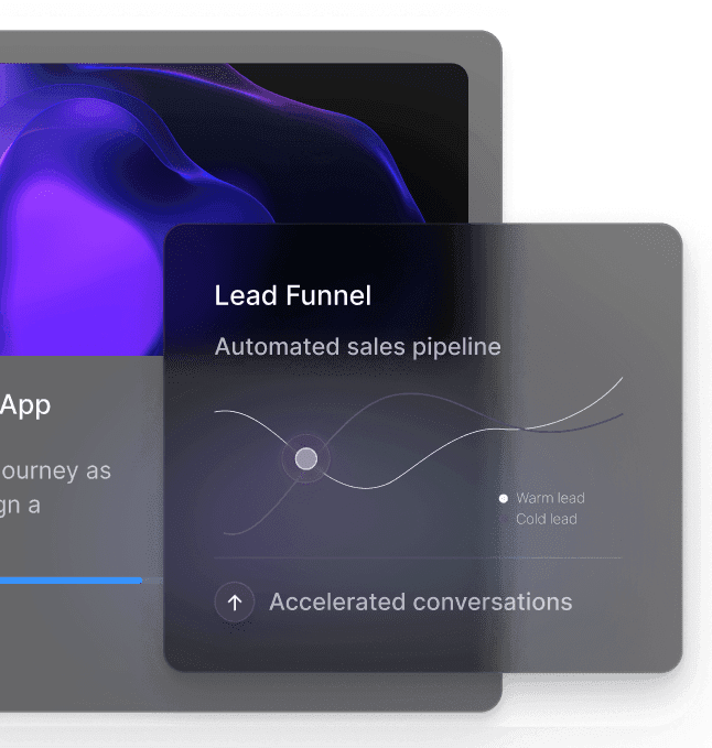 Lead Funnel automation card on a gradient backdrop